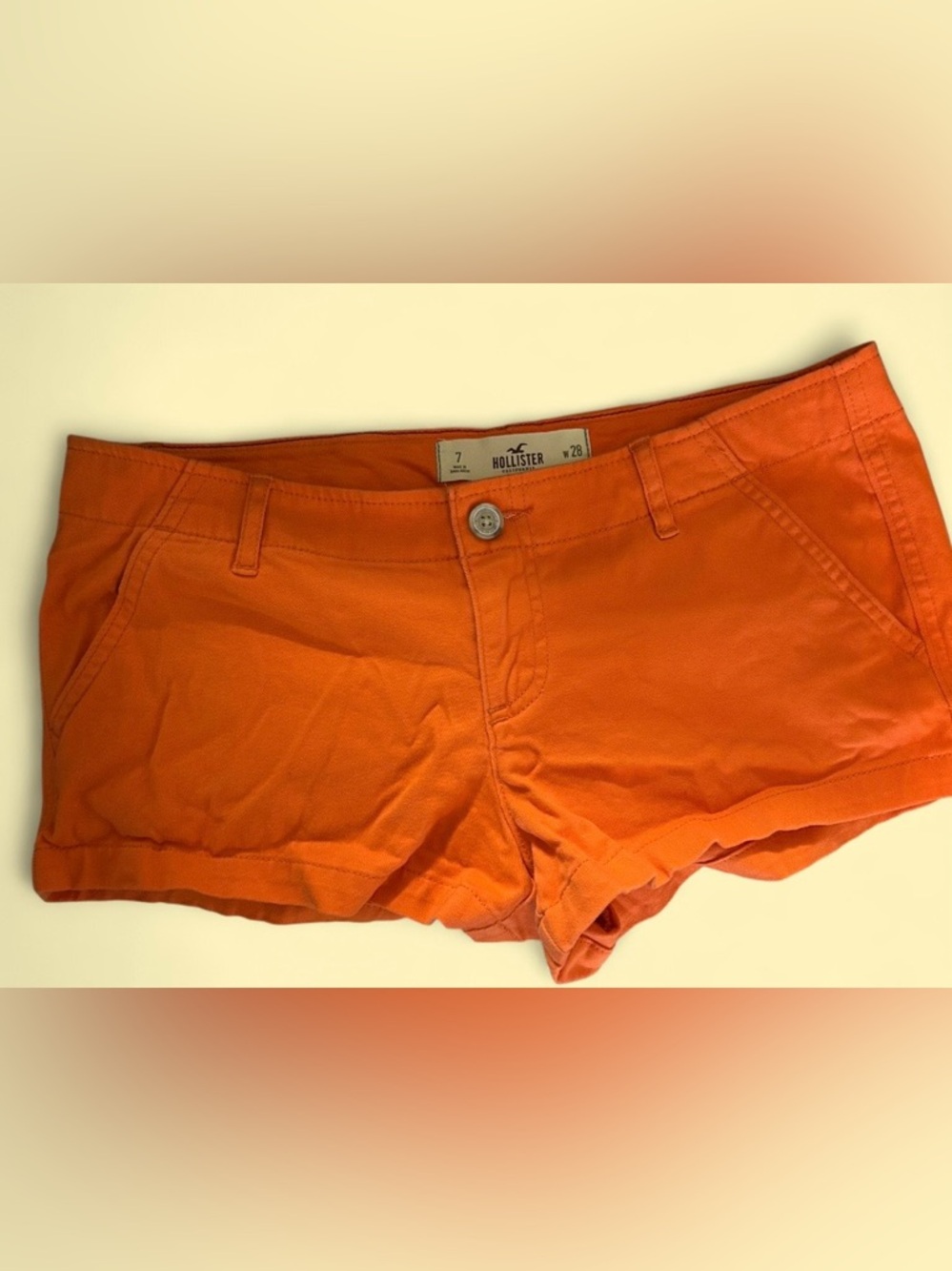 Y2K Hollister Women’s Orange Chino Shorts Size 7 W28